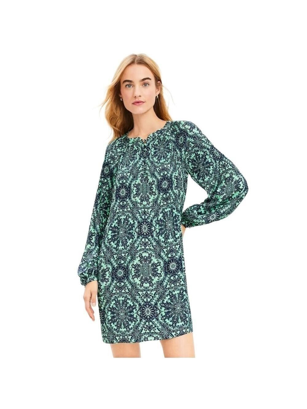 LOFT Green Patterned Women's Dress